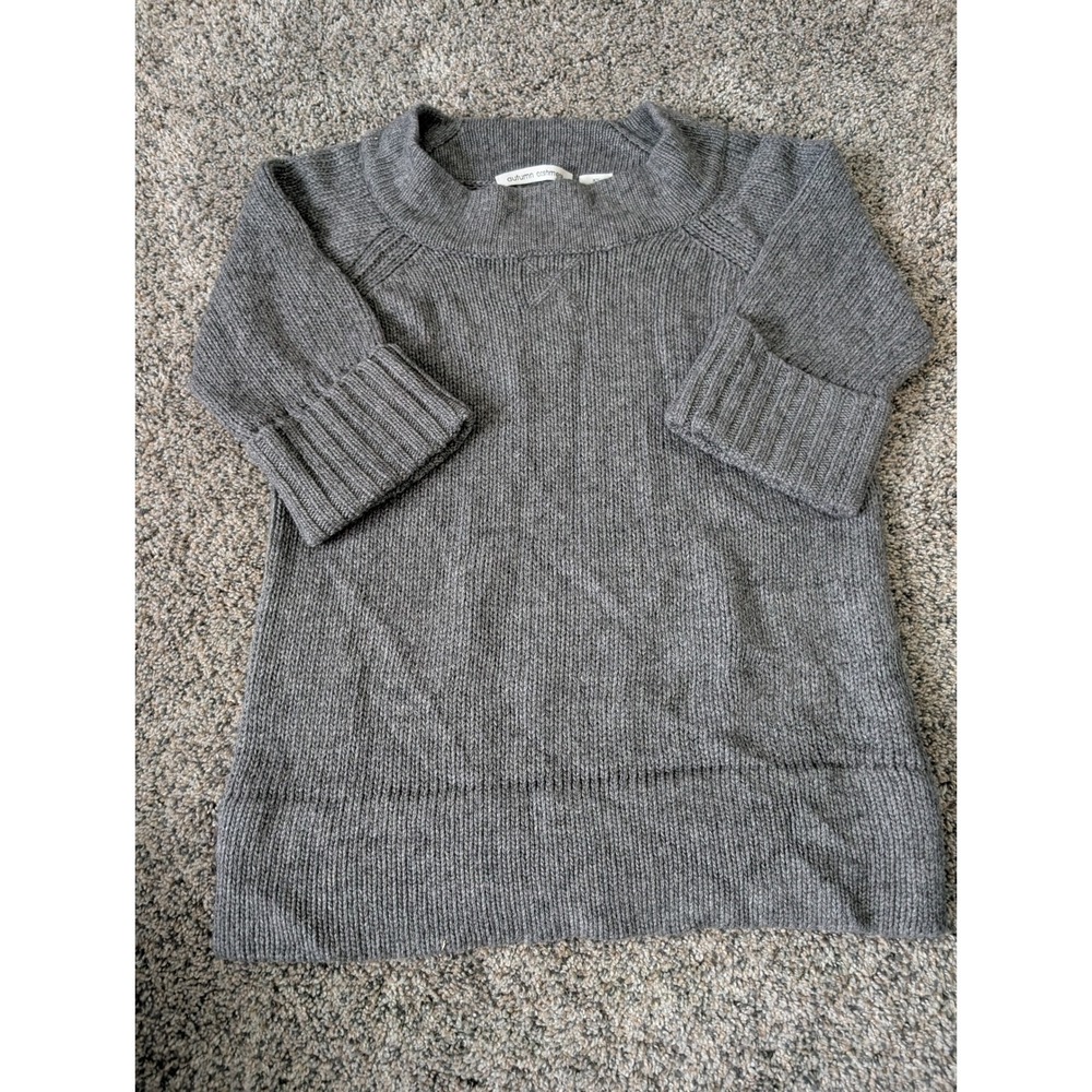 Autumn Cashmere Grey Merino Wool‎ Cashmere Blend 3/4 Sleeve Sweater XS Italian